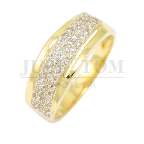 Szeroki  wielokamieniowy złoty pierścionek z cyrkoniami p.585