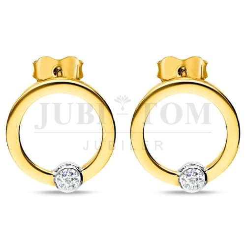 Złote kolczyki podkładki z cyrkoniami  na sztyft