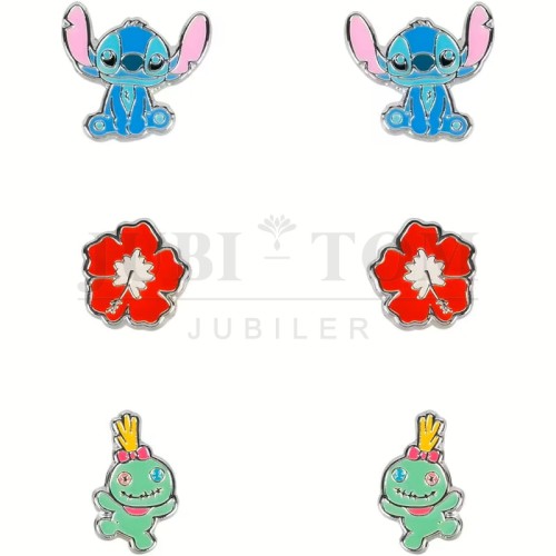 Zestaw 3 par kolczyków Stitch & Lilo