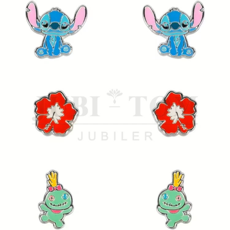 Zestaw 3 par kolczyków Stitch & Lilo