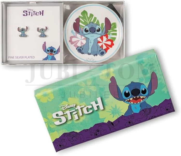 Zestaw kolczyki Stitch + talerzyk na biżuterię