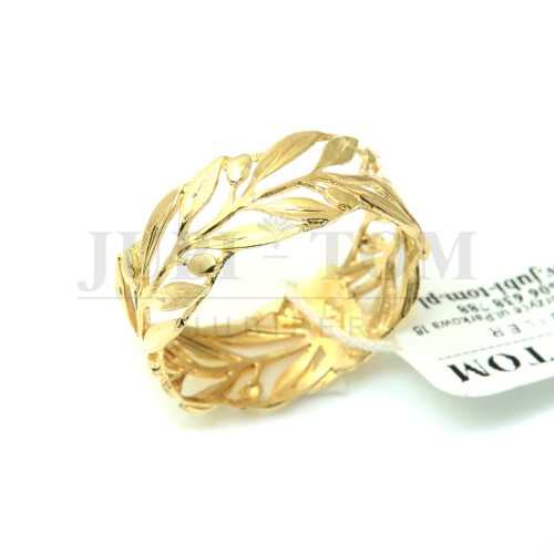 Ażurowy  pierścionek liście a'la obrączka