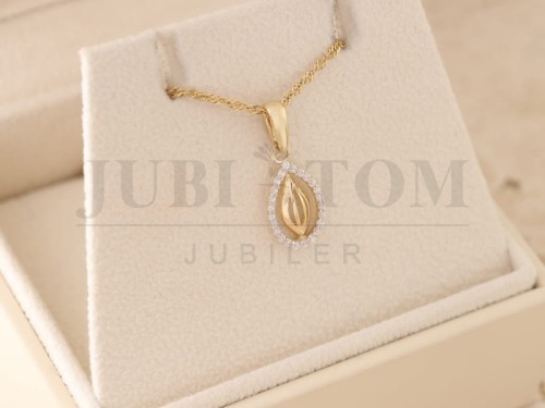 Złota Zawieszka Migdał z Cyrkoniami