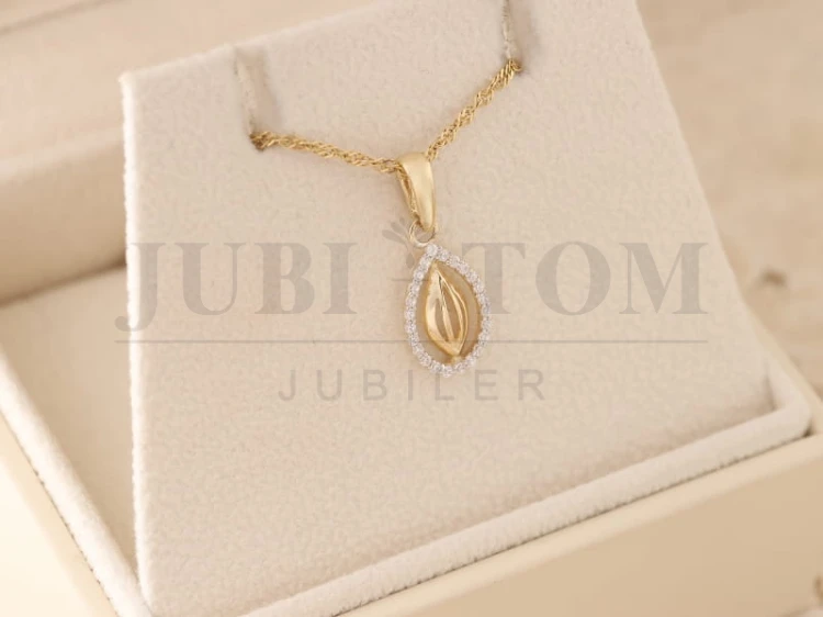 Złota Zawieszka Migdał z Cyrkoniami