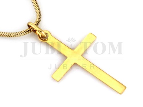 Klasyczny złoty krzyżyk pr. 585 – Gładki, minimalistyczny wzór