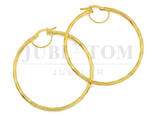 Złote kolczyki koła skręcane 45 mm – Próba 585