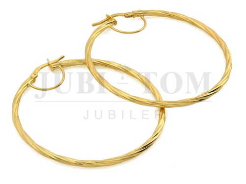 Złote kolczyki koła skręcane 45 mm – Próba 585