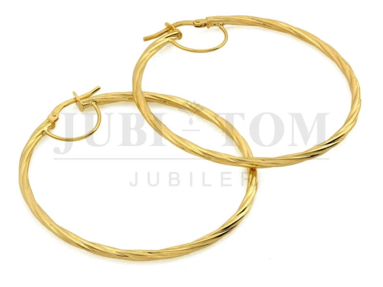 Złote kolczyki koła skręcane 45 mm – Próba 585