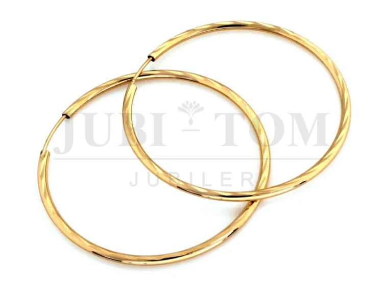 Złote kolczyki koła diamentowane 40 mm – Próba 585