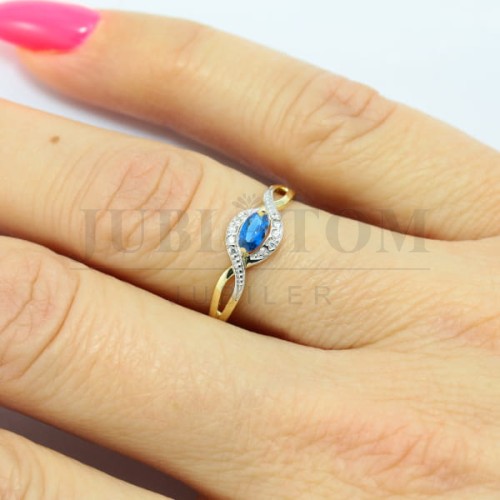 Pierścionek z cyrkoniami Swarovski i szafirem p.585