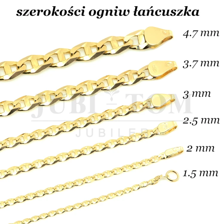 Łańcuszek żółte złoto, splot guci