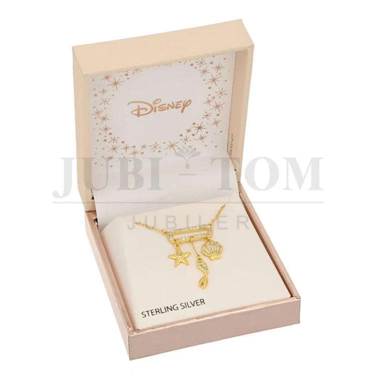 Pozłacany srebrny naszyjnik z zawieszkami morskim i cyrkoniami – próba 925 (Oryginalny Disney / Vaiana)
