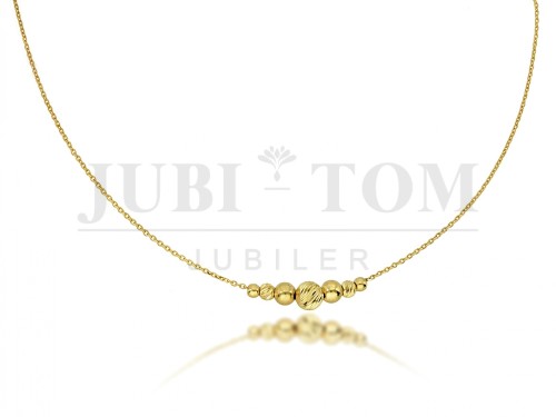 Złoty naszyjnik diamentowane kulki / celebrytka – próba 585 (42-45 cm)