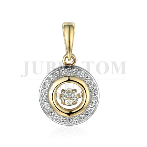 Złota zawieszka z tańczącym diamentem (0,16 ct łączna masa)