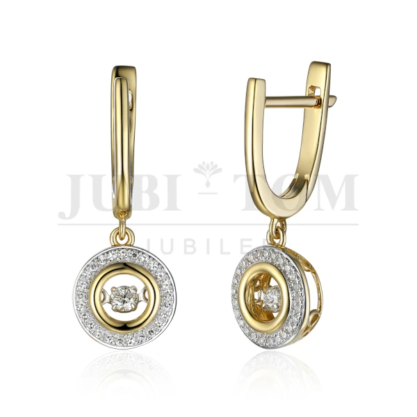 Złote kolczyki z tańczącymi diamentami (0,24 ct łącznej masy)