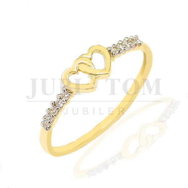 Pierścionek dwa serca z cyrkoniami Swarovski p.585