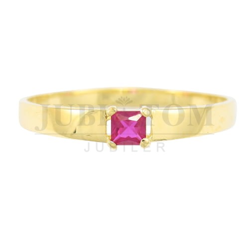 Pierścionek z rubinową cyrkonią  Swarovski oprawiona w kwadrat p.585