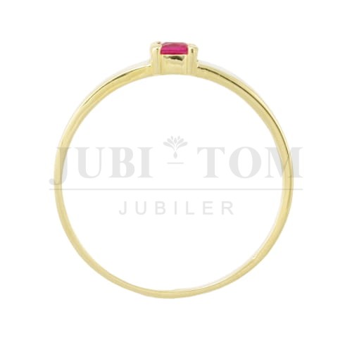Pierścionek z rubinową cyrkonią  Swarovski oprawiona w kwadrat p.585