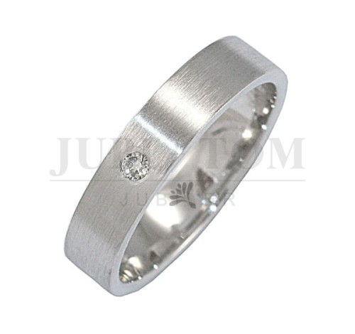 Obrączki płaskie białe złoto z brylantem