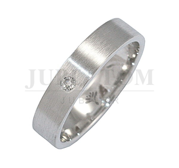 Obrączki płaskie białe złoto z brylantem