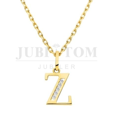 Złota zawieszka litera Z z cyrkoniami