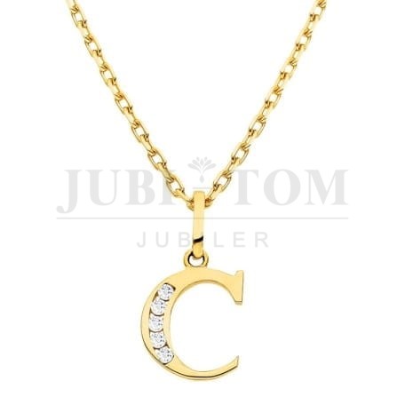 Złota zawieszka litera C z cyrkoniami