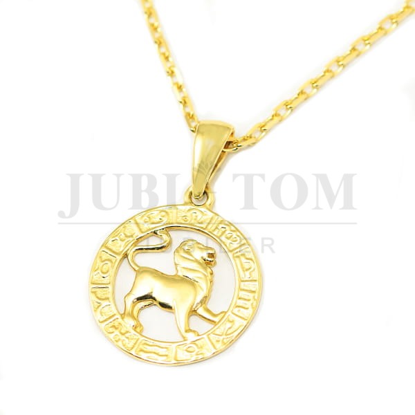 Okrągły złoty wisiorek Lew