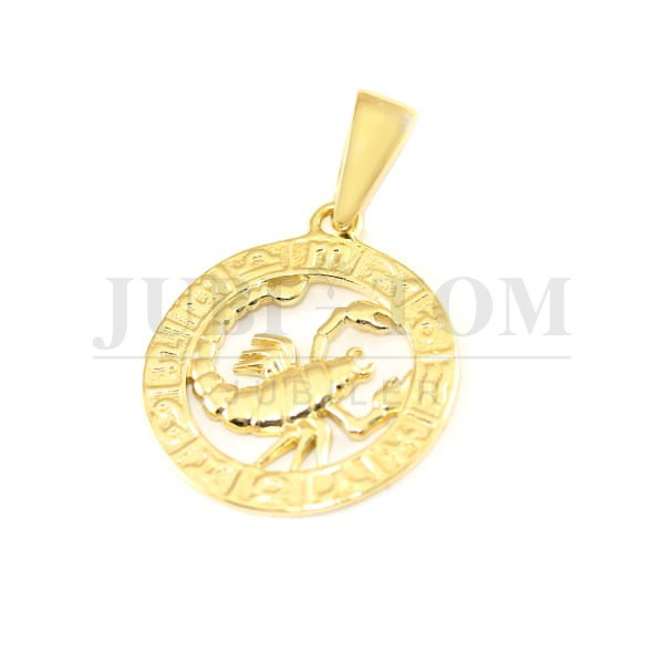 Okrągły złoty wisiorek skorpion