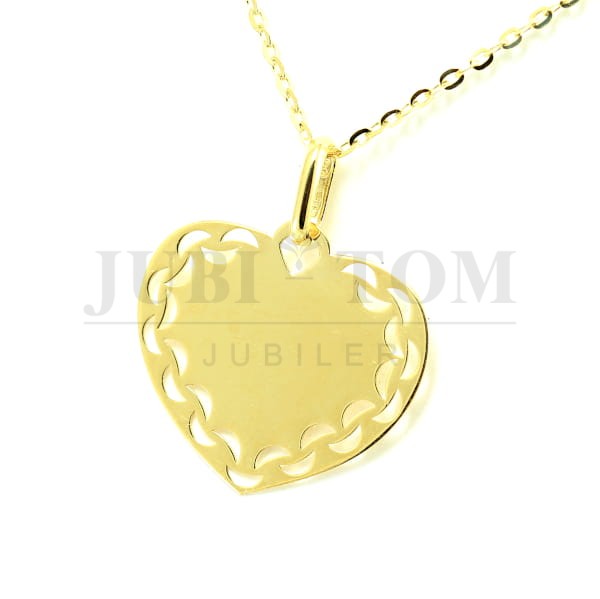 Złoty wisiorek serce z ażurem