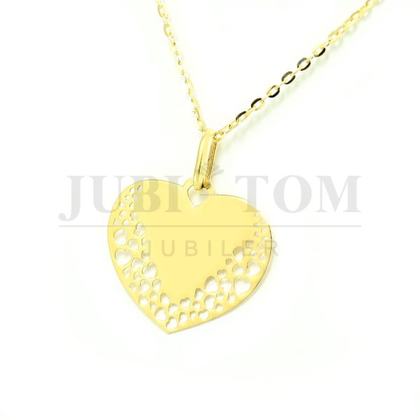 Śliczny złoty wisiorek serce z ażurem