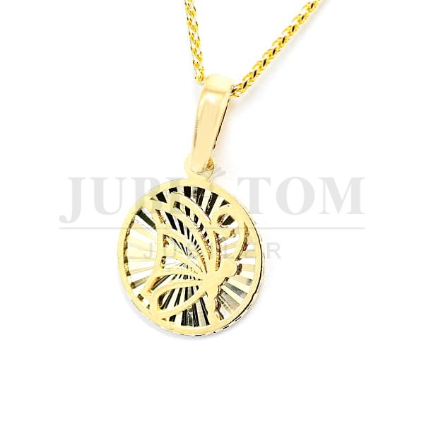 Kółko z motylem wisiorek, zawieszka złota