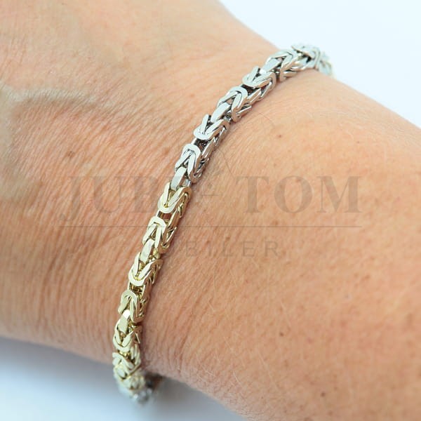 Piękna złota bransoletka splot królewski pełna