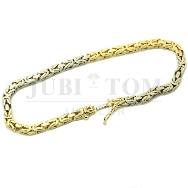 Piękna złota bransoletka splot królewski pełna