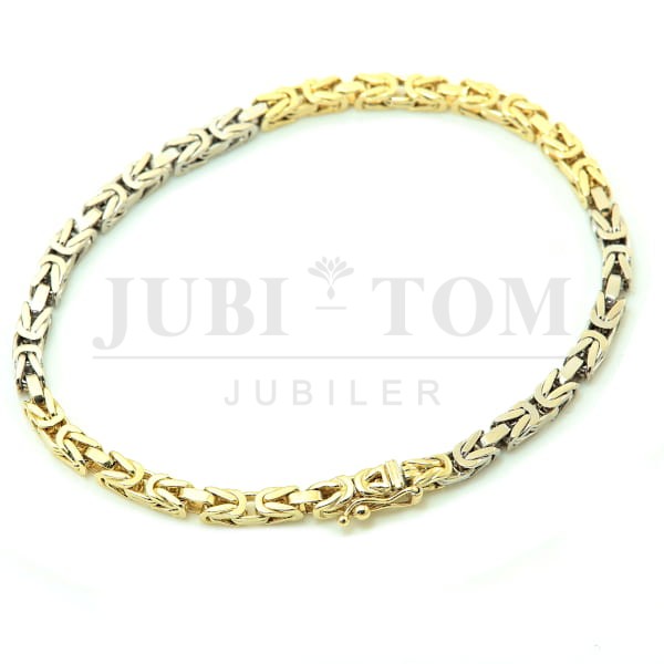 Piękna złota bransoletka splot królewski pełna